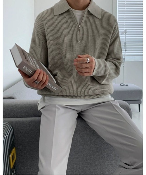 Otte(オッテ)の「ハーフジップセーター(ニット/セーター・メンズ・カーキ/ダークグレー・X-LARGE/MEDIUM/LARGE)」の5枚目の写真