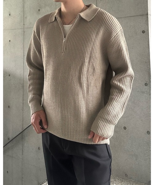 Otte(オッテ)の「ハーフジップセーター(ニット/セーター・メンズ・カーキ/ダークグレー・X-LARGE/MEDIUM/LARGE)」の12枚目の写真