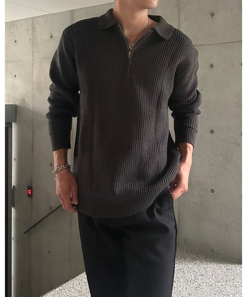 Otte(オッテ)の「ハーフジップセーター(ニット/セーター・メンズ・カーキ/ダークグレー・X-LARGE/MEDIUM/LARGE)」の6枚目の写真