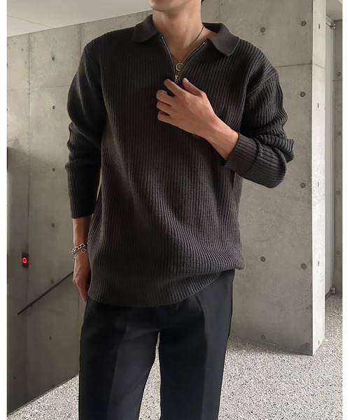 Otte(オッテ)の「ハーフジップセーター(ニット/セーター・メンズ・カーキ/ダークグレー・X-LARGE/MEDIUM/LARGE)」の15枚目の写真
