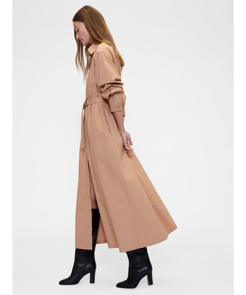 GapStudio ポプリン ベルト マキシシャツドレス（ワンピース