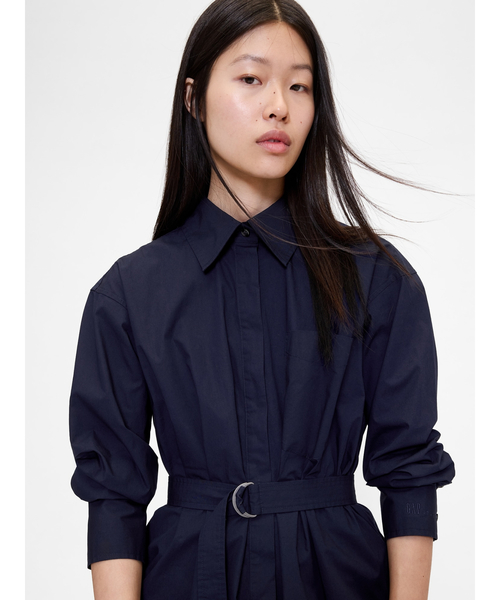 GapStudio ポプリン ベルト マキシシャツドレス（ワンピース