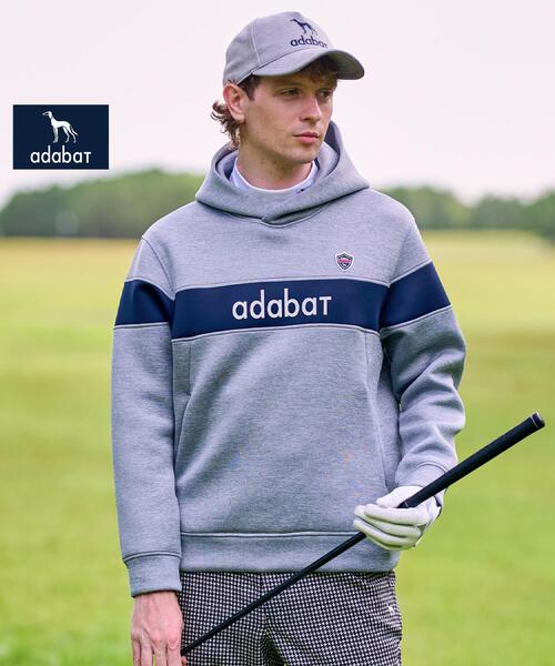 アダバットネイビー　ADABAT NAVY　ブロッキングラインロゴフーディー セール】【新レーベル ADABAT NAVY】ブロッキングラインロゴフーディー