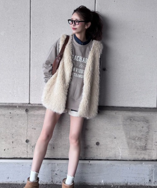 LBC（エルビーシー）の「ファーベスト（ベスト・レディース・ベージュ/グレー・M）」の6枚目の写真