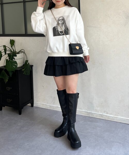 prose verse（プロズヴェール）の「レイヤードフリルミニスカート（スカート・レディース・オフホワイト/ブラック・MEDIUM/LARGE）」の22枚目の写真