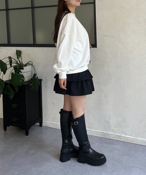 prose verse（プロズヴェール）の「レイヤードフリルミニスカート（スカート・レディース・オフホワイト/ブラック・MEDIUM/LARGE）」の16枚目の写真