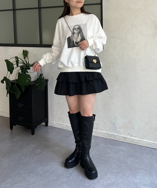 prose verse（プロズヴェール）の「レイヤードフリルミニスカート（スカート・レディース・オフホワイト/ブラック・MEDIUM/LARGE）」の17枚目の写真