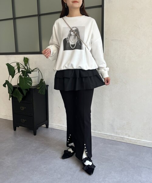 prose verse（プロズヴェール）の「レイヤードフリルミニスカート（スカート・レディース・オフホワイト/ブラック・MEDIUM/LARGE）」の18枚目の写真