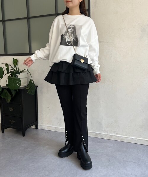 prose verse（プロズヴェール）の「レイヤードフリルミニスカート（スカート・レディース・オフホワイト/ブラック・MEDIUM/LARGE）」の10枚目の写真