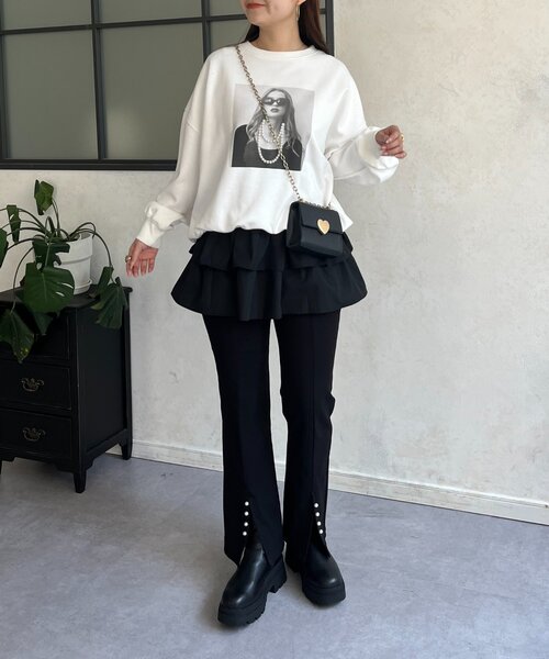 prose verse（プロズヴェール）の「レイヤードフリルミニスカート（スカート・レディース・オフホワイト/ブラック・MEDIUM/LARGE）」の12枚目の写真