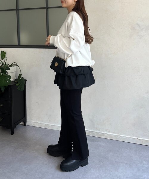 prose verse（プロズヴェール）の「レイヤードフリルミニスカート（スカート・レディース・オフホワイト/ブラック・MEDIUM/LARGE）」の13枚目の写真