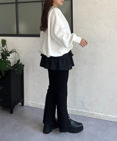 prose verse（プロズヴェール）の「レイヤードフリルミニスカート（スカート・レディース・オフホワイト/ブラック・MEDIUM/LARGE）」の15枚目の写真