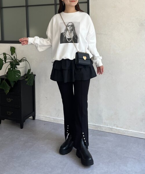 prose verse（プロズヴェール）の「レイヤードフリルミニスカート（スカート・レディース・オフホワイト/ブラック・MEDIUM/LARGE）」の8枚目の写真