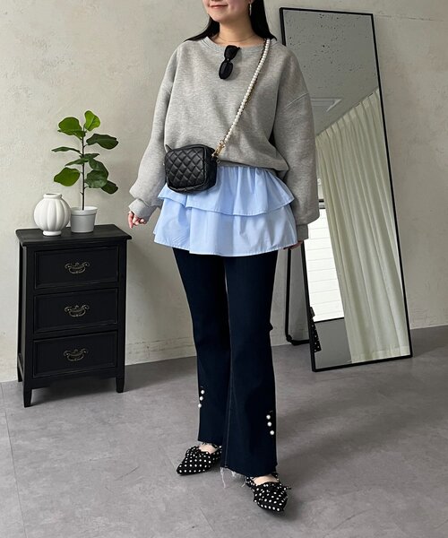 prose verse(プロズヴェール)の「レイヤードフリルミニスカート(スカート・レディース・オフホワイト/ブラック/サックスブルー・LARGE/MEDIUM)」の10枚目の写真