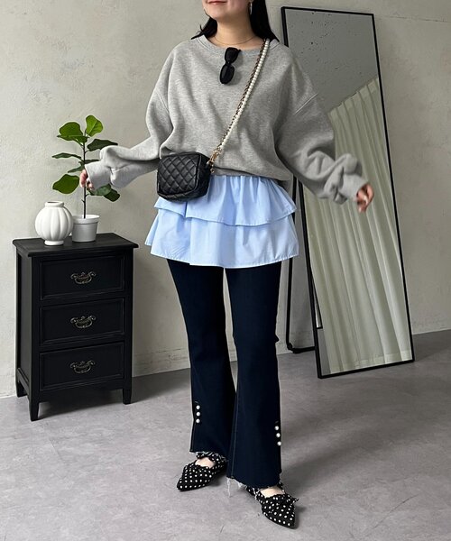 prose verse(プロズヴェール)の「レイヤードフリルミニスカート(スカート・レディース・オフホワイト/ブラック/サックスブルー・LARGE/MEDIUM)」の9枚目の写真