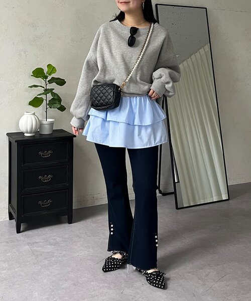 prose verse(プロズヴェール)の「レイヤードフリルミニスカート(スカート・レディース・オフホワイト/ブラック/サックスブルー・LARGE/MEDIUM)」の8枚目の写真