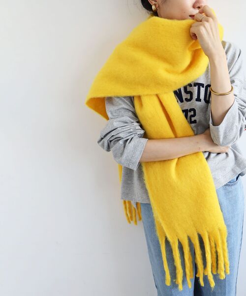 le.coeur blanc（ルクールブラン）の「《WEB限定アイテム》ビッグフリンジストール（ストール/ショール・レディース・グレー/イエロー/グリーン・FREE）」の3枚目の写真