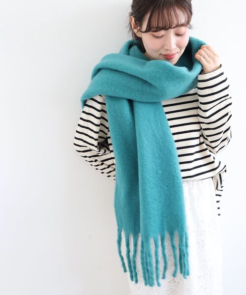 le.coeur blanc（ルクールブラン）の「《WEB限定アイテム》ビッグフリンジストール（ストール/ショール・レディース・グレー/イエロー/グリーン・FREE）」の2枚目の写真
