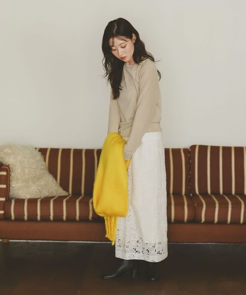 le.coeur blanc（ルクールブラン）の「《WEB限定アイテム》ビッグフリンジストール（ストール/ショール・レディース・グレー/イエロー/グリーン・FREE）」の16枚目の写真