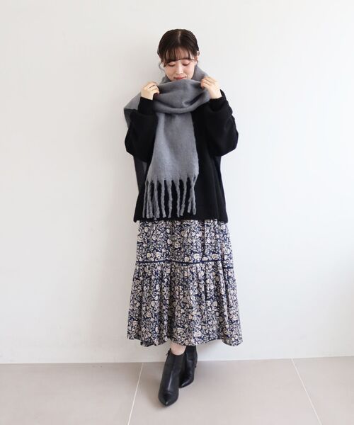 le.coeur blanc（ルクールブラン）の「《WEB限定アイテム》ビッグフリンジストール（ストール/ショール・レディース・グレー/イエロー/グリーン・FREE）」の14枚目の写真