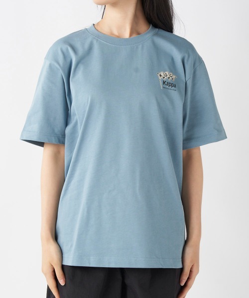 Kappa(カッパ)の「≪ウェルネスシリーズ≫バックグラフィック ユニセックスTシャツ(Tシャツ/カットソー・レディース・ホワイト/ブラック/サックスブルー・LARGE/MEDIUM/SMALL)」の9枚目の写真