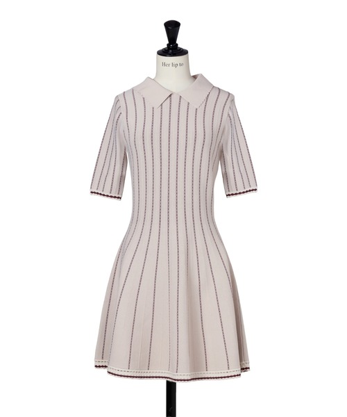 Her lip to ワンピース Striped Jacquard Knit Dress（ワンピース）｜Her lip to（ハー