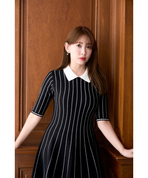 ワンピース herlipto Checked Jacquard Volume Dress Checked Jacquard Volume Sleeve Dress