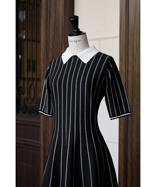 ワンピース Herlipto Striped Jacquard Knit Dress Striped Jacquard Knit Dress（ワンピース）｜Her lip to（ハー