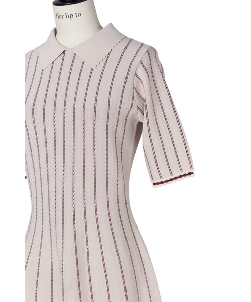 Striped Jacquard Knit Dress（ワンピース）｜Her lip to（ハー