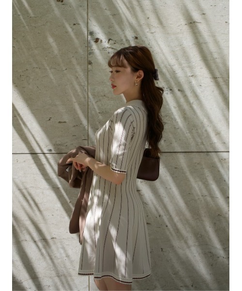 Striped Jacquard Knit Dress（ワンピース）｜Her lip to（ハー