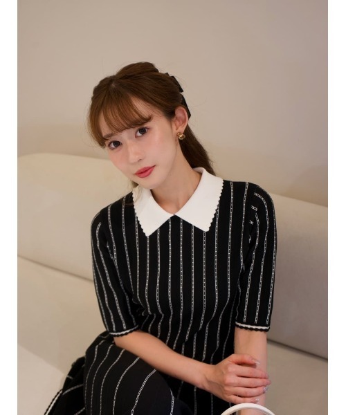 Striped Jacquard Knit Dress（ワンピース）｜Her lip to（ハーリップ