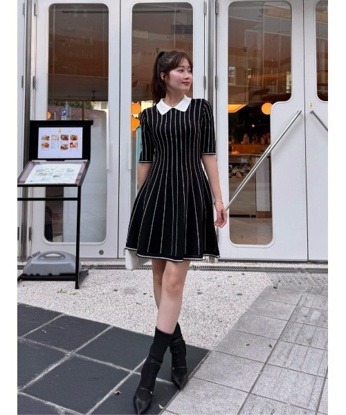ワンピース Herlipto Stripe Ribbed-Knit Midi Dress herlipto Stripe Ribbed-Knit Midi Dress
