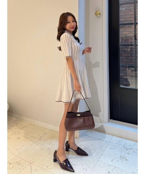 Striped Jacquard Knit Dress（ワンピース）｜Her lip to（ハー