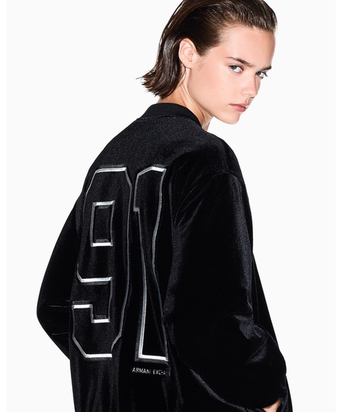 A|X アルマーニ エクスチェンジ】ストレッチベルベット ブルゾン