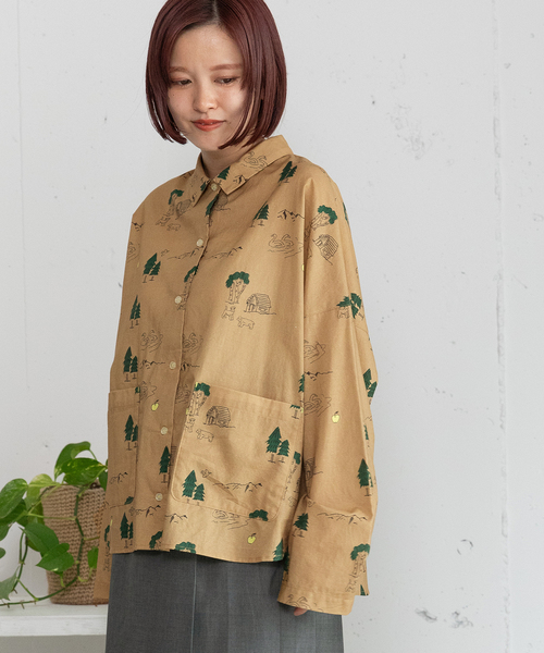 POU DOU DOU（プードゥドゥ）の「スワンレイクプリントポケットシャツ（シャツ/ブラウス・レディース・キナリ/ベージュ・M）」の14枚目の写真