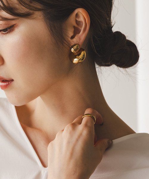 in mood/インムード STONE MOON BACK pierce(ゴールド)（ピアス（両耳