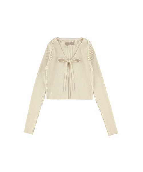 ALEXIA STAM（アリシアスタン）の「Rib Knit Ribbon Cardigan /リブリボンカーディガン（Tシャツ/カットソー・レディース・ブラック/アイボリー/レッド・M/S）」の20枚目の写真