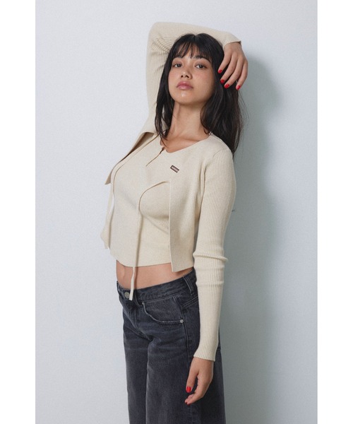 Rib Knit Ribbon Cardigan /リブリボンカーディガン（Tシャツ