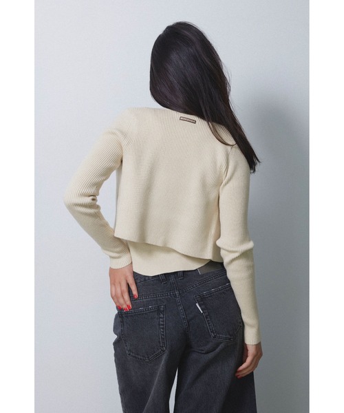 ALEXIA STAM（アリシアスタン）の「Rib Knit Ribbon Cardigan /リブリボンカーディガン（Tシャツ/カットソー・レディース・ブラック/アイボリー/レッド・M/S）」の15枚目の写真