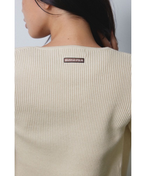 ALEXIA STAM（アリシアスタン）の「Rib Knit Ribbon Cardigan /リブリボンカーディガン（Tシャツ/カットソー・レディース・ブラック/アイボリー/レッド・M/S）」の16枚目の写真