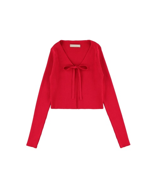 ALEXIA STAM（アリシアスタン）の「Rib Knit Ribbon Cardigan /リブリボンカーディガン（Tシャツ/カットソー・レディース・ブラック/アイボリー/レッド・M/S）」の17枚目の写真