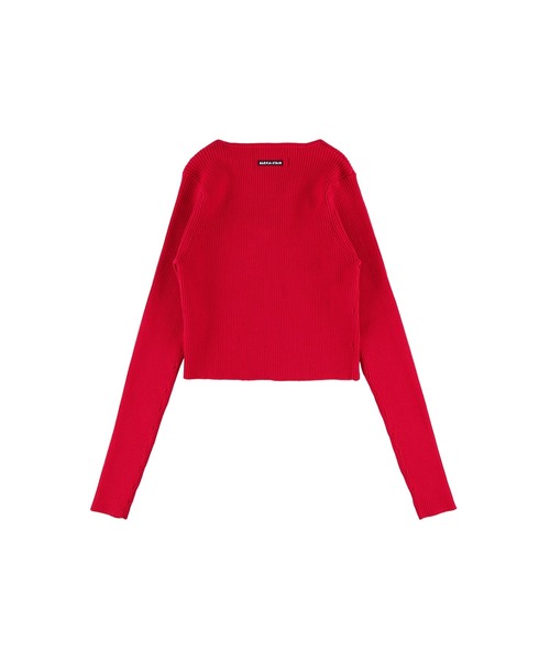 ALEXIA STAM（アリシアスタン）の「Rib Knit Ribbon Cardigan /リブリボンカーディガン（Tシャツ/カットソー・レディース・ブラック/アイボリー/レッド・M/S）」の18枚目の写真