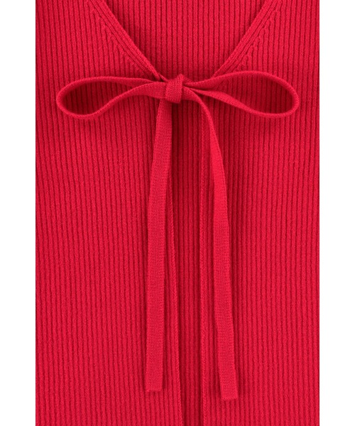 ALEXIA STAM（アリシアスタン）の「Rib Knit Ribbon Cardigan /リブリボンカーディガン（Tシャツ/カットソー・レディース・ブラック/アイボリー/レッド・M/S）」の19枚目の写真