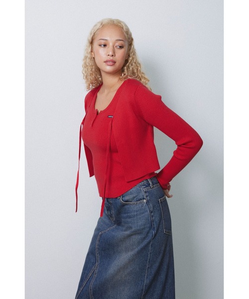 Rib Knit Ribbon Cardigan /リブリボンカーディガン（Tシャツ