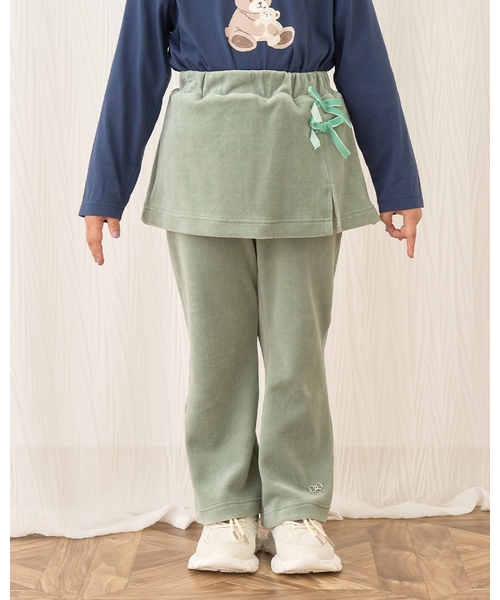 セール】【もっちりベロア】スカート付きフレアパンツ【子供服
