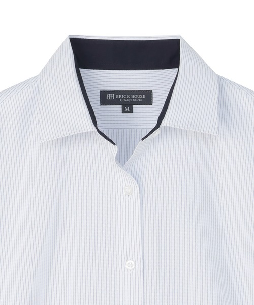 TOKYO SHIRTS（トウキョウシャツ）の「【吸水速乾】【COFREX】形態安定ノンアイロン ワイド 長袖ビジネスワイシャツ（ビジネスシャツ・レディース・ブルー・S/M/LL/XL/L）」の3枚目の写真