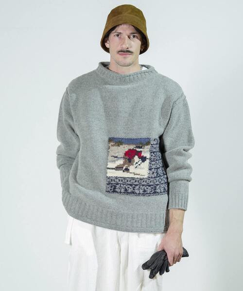 CURRENTAGE(カレンテージ)の「Unisex knit(ニット/セーター・メンズ・レッド/ホワイト/グレー・3/2)」の3枚目の写真
