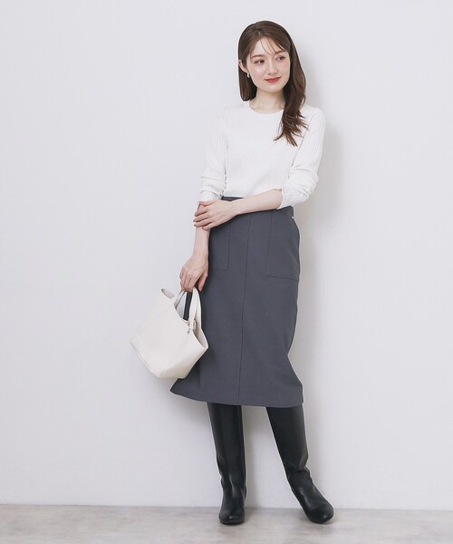 index(インデックス)の「ゴールドプレート付きケーブルニット【洗濯機OK】(ニット/セーター・レディース・イエロー系その他/ネイビー系5/オフホワイト/グレー・36/38/40/42)」の6枚目の写真