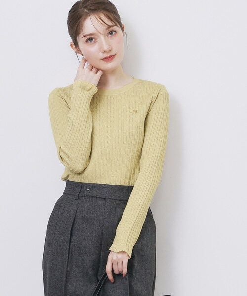 index(インデックス)の「ゴールドプレート付きケーブルニット【洗濯機OK】(ニット/セーター・レディース・イエロー系その他/ネイビー系5/オフホワイト/グレー・36/38/40/42)」の13枚目の写真