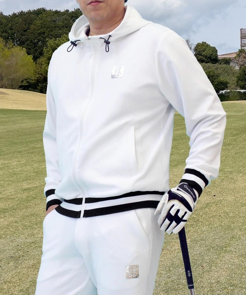 ゴルフパーカー ゴルフウェア フルジップアップフーディー ポンチ